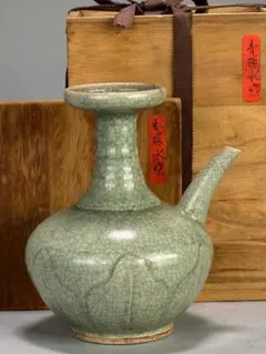 UA27-3S0 中国美術 飛青磁 馬文扁壺 水注 時代物 唐物 - メルカリ