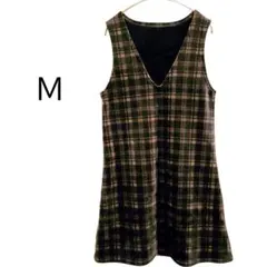チェック柄 ノースリーブチュニック Mサイズ フリース素材