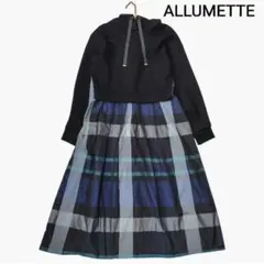 未使用品 ALLUMETTE フーディー ワンピース 異素材切り替え ブラック系