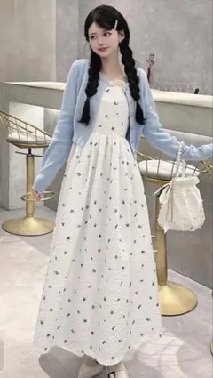 【タグ付き新品】GRL 花柄ジャガードフレアワンピース　gn389 アイボリー