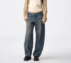 美品 GU バレルレッグジーンズ XS ブルー ビンテージサックス 23インチ