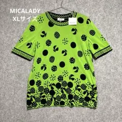♦︎新品タグ付　MICALADY ミカレディ　総柄ドットニットトップス　綿100のサムネイル