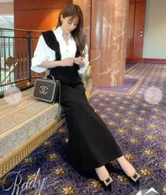 Rady♡サロペット ニットワンピース ブラックのサムネイル