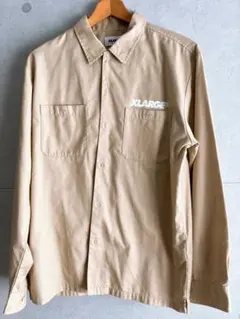 ★Msize★X-LARGE★ベージュ長袖ワークシャツ★