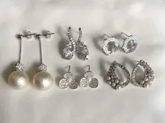 クリスタルピアス　5点セット シルバー