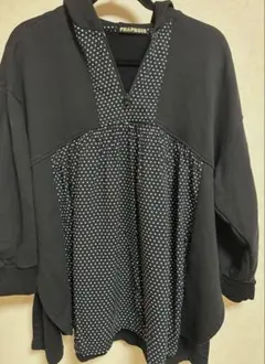 フラボア　黒ドットスウェット　スウェット　トレーナー