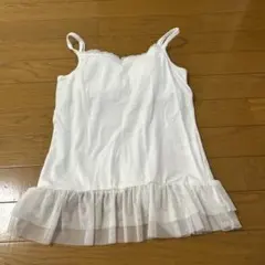 ホワイト レース付き ブラトップキャミソール　重ね着のサムネイル