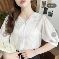 試着のみ⭐︎GRL シアーレースカラーブラウス[fo1913] オフホワイト