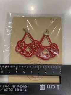 水引 ピアス 赤金 ハンドメイド 晶