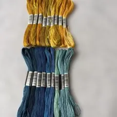 刺繍糸　１８本セット　イエロー＆ブルーカラー　ミサンガ　刺し子　ステッチ