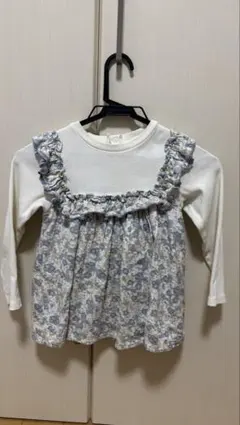 petit main フリル花柄長袖カットソー 120