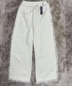 新品タグ付JEANASIS ツイードフリンジパンツ ワイドパンツ アイボリー F