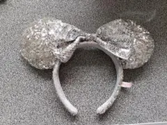 シルバー スパンコール ミッキー耳カチューシャ