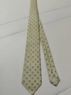 【値下げ】HERMES シルク100% ベージュ 格子模様 ネクタイのサムネイル