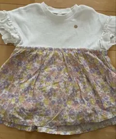 アプレレクール フラワー柄フリルTシャツ 110サイズ