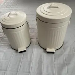アイボリー スチール製ごみ箱 大