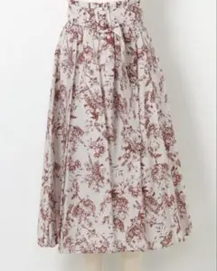 mila owen ベージュブラウン　花柄　ベルト付き　フレアスカート ロング