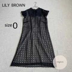 美品✨LILY BROWN 配色レースミニワンピース　ブラック　a023