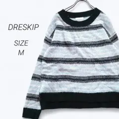 a3223▶ドレスキップ　長袖ニット　セーター【M】マルチボーダー　薄手