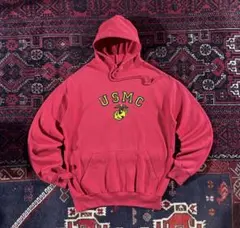 USA古着 カレッジロゴ プルオーバー パーカー レッド M