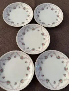 花柄ピンク皿5枚セット