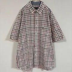 【Golden Bear】(LL)コットン100%チェック柄シャツ/総柄半袖