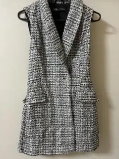 韓国購入　ZARA ノースリーブ ミニワンピース ツイード