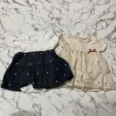 petit main ドット柄ドレス 70サイズ 双子 2枚セット