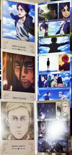 一番くじ　進撃の巨人　メモリアルカード　エレン　エルヴィン　3点セット