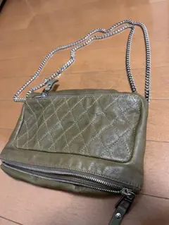 JIMMY CHOO レザー ショルダーバッグ 3連チェーン バイカーバック 
