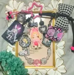 グレーピンク 携帯ストラップ ハンドメイド