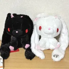 【希少】チェックスGP 汎用うさぎ 冬毛ver ぬいぐるみ 白 黒 2体セット！のサムネイル