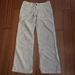 美品ET BOITE 横シマヒッコリー風ワークパンツ 長身さん向