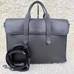 極美品 コーチ ハミルトン 2way ビジネスバッグ A4可 レザー ロゴ 紺