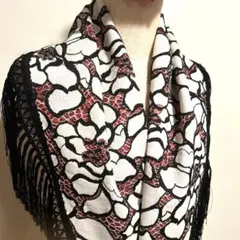 フラメンコ 衣装 エプロン シージョ ピンク×黒 花柄刺繍 スパンコール