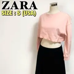 (タグなし)ZARA ザラ クロップドシャツ サイズS(USA) ピンク