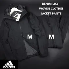 adidas デニムルック ストレッチ ウーブン 上下セット 黒 M