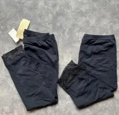 新品 レース付きブラック ネイビーレギンス 3本セット