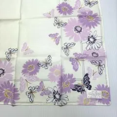 新品 HANAE MORI 森英恵 大判ハンカチ 56cm 蝶 花柄 パープルのサムネイル