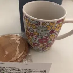 【間もなく終了】花柄マグカップと木製ふた付き