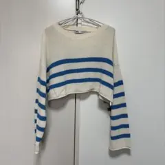 ZARA ストライプ クロップドニットセーター