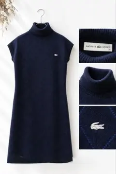 LACOSTE タートルネック ダイヤモンドパターン ウール混 34