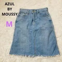 【AZUL BY MOUSSY】 カットオフデニム膝下丈スカート　ライトブルーMのサムネイル