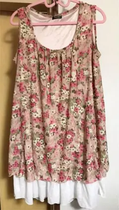 新品タグ付き L 花柄Aラインチュニックワンピース
