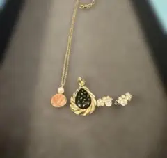 エレガントゴールドネックレス　ピアス　3点セット　かわいい　レディース　珊瑚 風