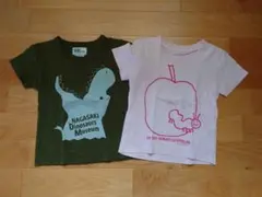 【110cm】恐竜柄＆はらぺこあおむし柄Tシャツ2枚セット