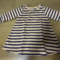 ストライプ長袖AラインロングTシャツ、90サイズ