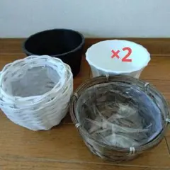 アレンジフラワーベース　フラワーアレンジメント用　バスケット花器セット 5個