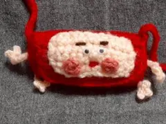 赤色　リップ　印鑑　ケース　ショルダーバッグ　編み物　ハンドメイド