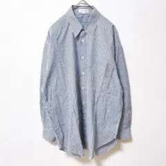 メルローズ ストライプ 長袖 シャツ ブルー　ホワイト　L相当 綿 コットンのサムネイル
